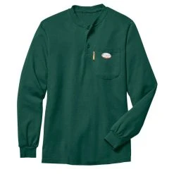 Rasco Fr Mens Green Henley Long Sleeve FR Shirt