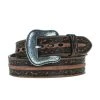 Gem Dandy Accessories Mens Antique Brown Embossed Belt
