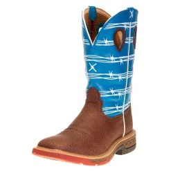 Twisted X Men's Burgundy 12in. SkyBlue Top Cell Stretch Alloy Toe Work Boot MXBA001