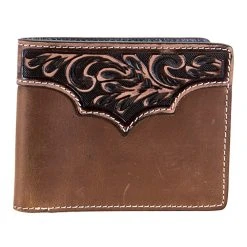 Gem Dandy Accessories Men's Leather Bi Fold Wallet With Tooled Accents