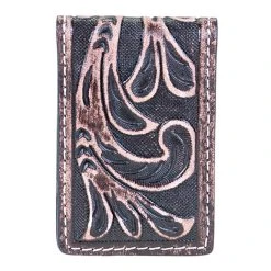 Gem Dandy Accessories Men's Leather Tooled Magnetic Money Clip