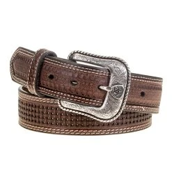 Mf Western Products Men's Ariat Basketweave Brown Belt