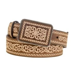 Mf Western Products Men's Nocona Tan Belt With Stitching