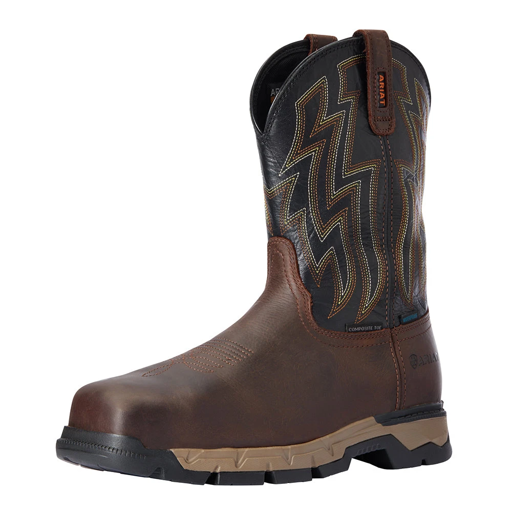 Ariat Men's Rebar Flex Western H20 Dark Brown 10in. Black Top Comp Toe Work Boot 1 Ariat Men's Rebar Flex Western H20 Dark Brown 10in. Black Top Comp Toe Work Boot
