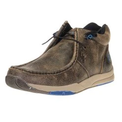 Roper Men's Clearcut Tan Blue Distressed Leather Casual Shoe