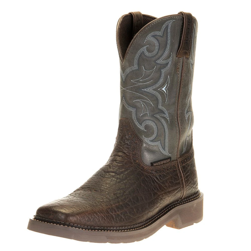 Justin Boots Men's Stampede H20 Amarillo 11in. Slate Embossed Top Soft Toe Work Boot 1 Justin Boots Men's Stampede H20 Amarillo 11in. Slate Embossed Top Soft Toe Work Boot