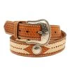Mf Western Products Men's Basket Weave With Rawhide Lacing Belt