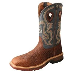 Twisted X Men`s Distressed Saddle 12` Peacock Alloy Square Toe Work Boot