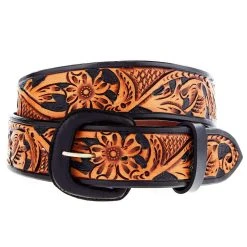 Vogt Silversmiths Two Tone Black Russet Floral Belt