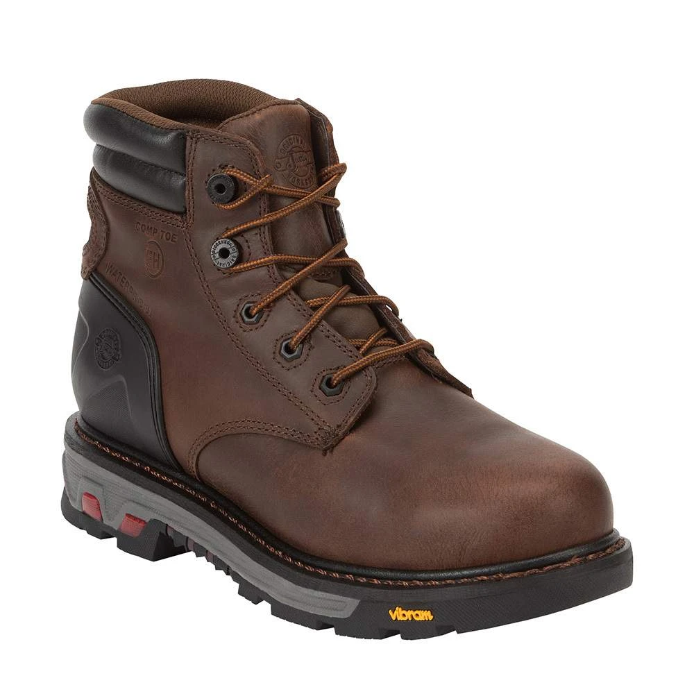 Justin Boots Men's Justin LABORER BROWN WATERPROOF COMP TOE 6 ` 1 Justin Boots Men's Justin LABORER BROWN WATERPROOF COMP TOE 6 `