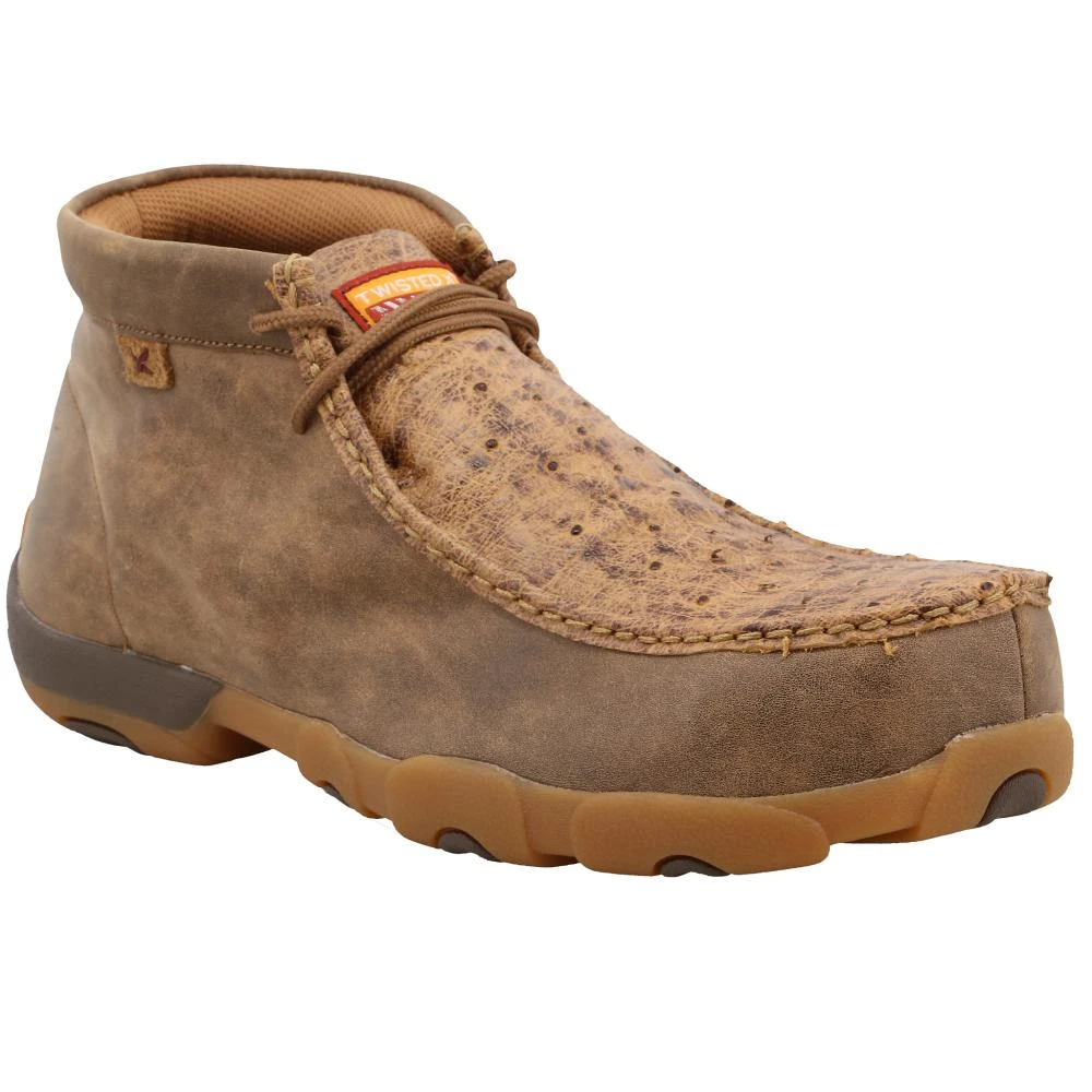 Twisted X Men`s Bomber Tan Ostrich Nano Toe Driving Moc 1 Twisted X Men`s Bomber Tan Ostrich Nano Toe Driving Moc