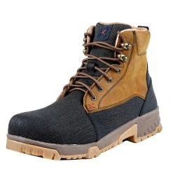 Twisted X Men's Rubberized Brown 6in. Distressed Saddle Lace Up Soft Toe Work Boot