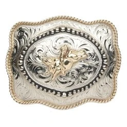And West Hand-Finished Bull Rider With Inside Beaded Border Buckle