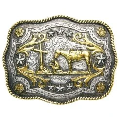 And West Scalloped Praying Cowboy Buckle
