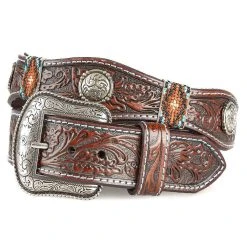 Gem Dandy Accessories Men's 1 1/2in. Scalloped Floral Tooled Belt