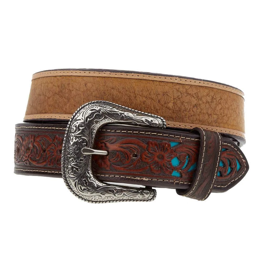 Gem Dandy Accessories Roper Men's Belt With Turquoise Inlay Tabs 1 Gem Dandy Accessories Roper Men's Belt With Turquoise Inlay Tabs
