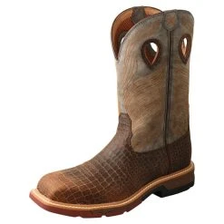 Twisted X Men`s Brown Caiman Print 12in. Grey Top Nano Toe Work Boot