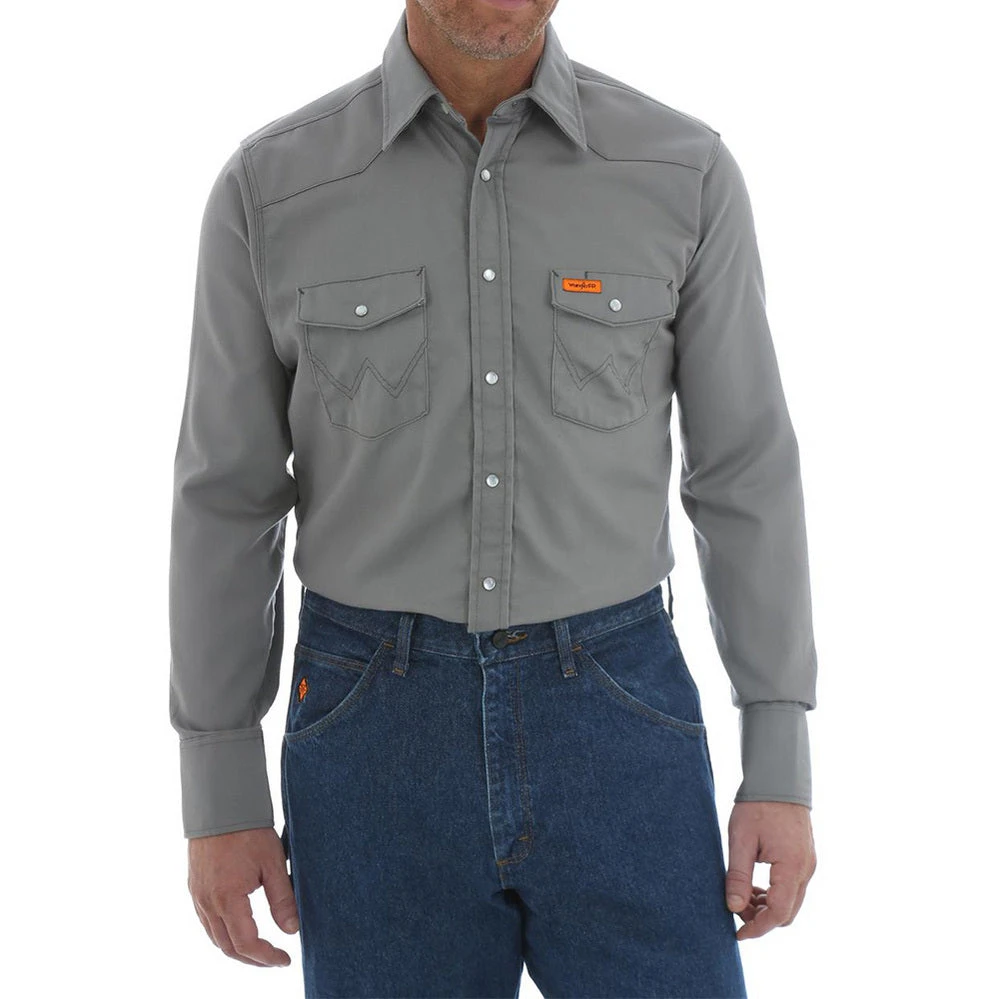 Wrangler Men's FR Flame Resistant Long Sleeve Solid 1 Wrangler Men's FR Flame Resistant Long Sleeve Solid