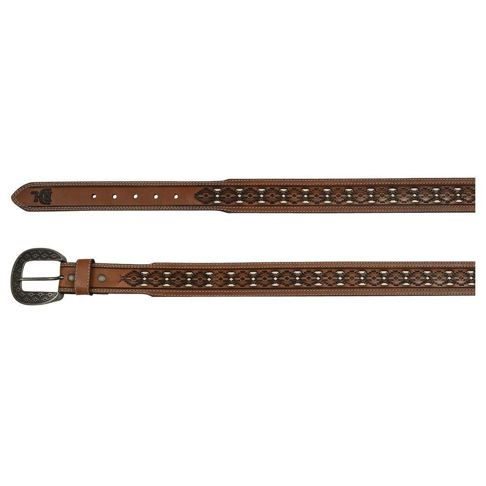 Men's Red Dirt Hat Ivory Underlay Tooled Belt 1 Men's Red Dirt Hat Ivory Underlay Tooled Belt