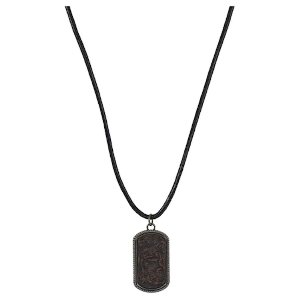 Men's Justin Tooled Leather Dog Tag Necklace 1 Men's Justin Tooled Leather Dog Tag Necklace