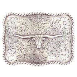 Mf Western Products M&F Silver Longhorn Buckle