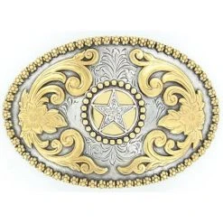 Mf Western Products M&F Silver And Gold Star Large Oval Buckle