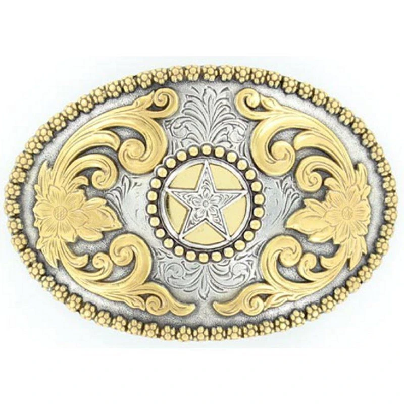Mf Western Products M&F Silver And Gold Star Large Oval Buckle 1 Mf Western Products M&F Silver And Gold Star Large Oval Buckle