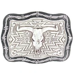 Mf Western Products M&F Silver And Black Skull Head Buckle