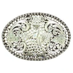 Mf Western Products M&F Horse With Rhinestones Oval Buckle