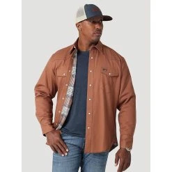 Wrangler Men's Brown Flannel Lined Work Shirt