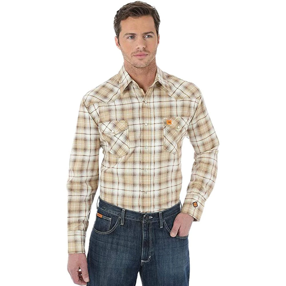 Wrangler Mens FR Flame Khaki L/S Work Shirt 1 Wrangler Mens FR Flame Khaki L/S Work Shirt
