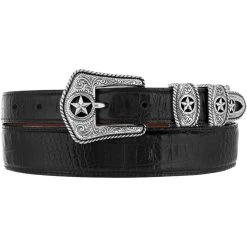Tony Lama Men's Black Croc Print Western Belt