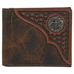 Mens Justin Bifold Wallet Tooled Yoke W/concho