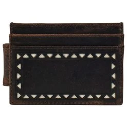 Mens Justin Slim Card Wallet W/ Laser Cut And Cream Inlay