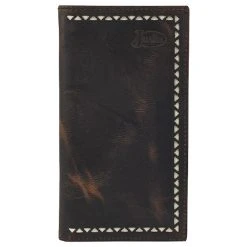 Justin Mens Rodeo Wallet W/ Laser Cut And Cream Inlay