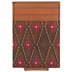 Mens Red Dirt Hat Card Case W/Magnet Clip Red Southwest Pattern