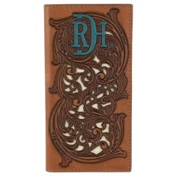 Mens Red Dirt Hat Co Rodeo Wallet Tooled W/Ivory Underlay