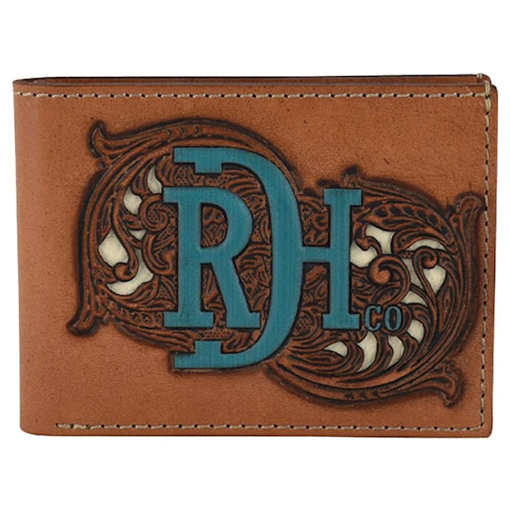 Mens Red Dirt Hat Co Bifold Wallet Tooled W/Ivory Underlay 1 Mens Red Dirt Hat Co Bifold Wallet Tooled W/Ivory Underlay