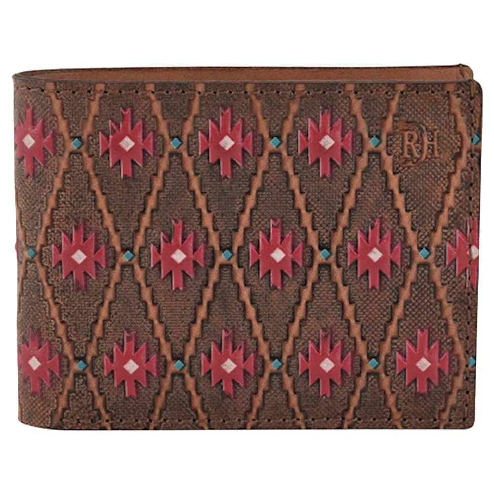 Mens Red Dirt Hat Co Bifold Wallet Red Southwest Pattern 1 Mens Red Dirt Hat Co Bifold Wallet Red Southwest Pattern