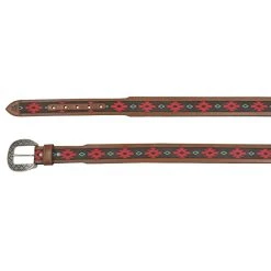 Mens Red Dirt Hat Mens Tapered Belt Red & Turq Southwest Pattern