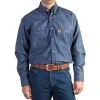 Wrangler Men's Denim Fire Resistant Work Shirt