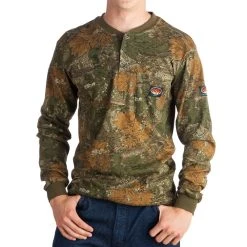 Rasco Fr Men's Camo Long Sleeve Flame Resistant FR Henley T-Shirt