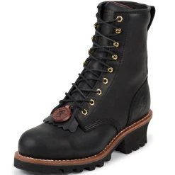 Chippewa Footwear Men's Black Steel Toe Logger Lace Up Boot