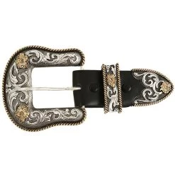 Montana Silversmiths Floral Two Tone Buckle Set