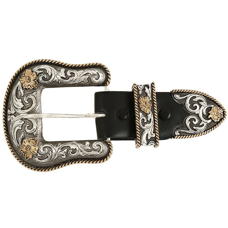 Montana Silversmiths Floral Two Tone Buckle Set 1 Montana Silversmiths Floral Two Tone Buckle Set