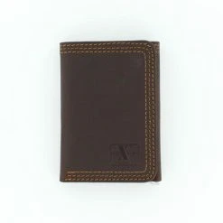 Mf Western Products Men's M&F Western Triple Stitch Basic Brown Trifold Wallet