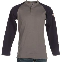 RASCO FR Mens FR Navy/Grey Two Tone Henley Shirt