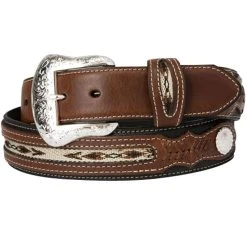 Mf Western Products Men's Black & Brown Fabric Inset Belt