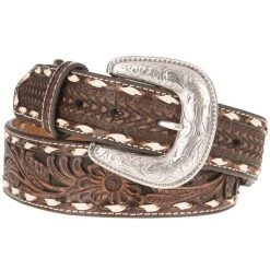 Mf Western Products Mens Brown Floral Belt