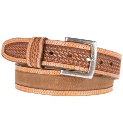 Mf Western Products Mens Distressed Medium Brown Croc Belt